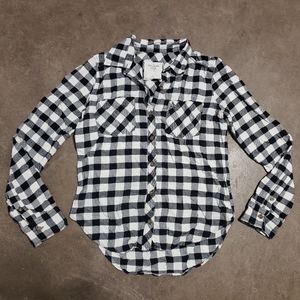Black White Checkered A&F Button Down Flannel